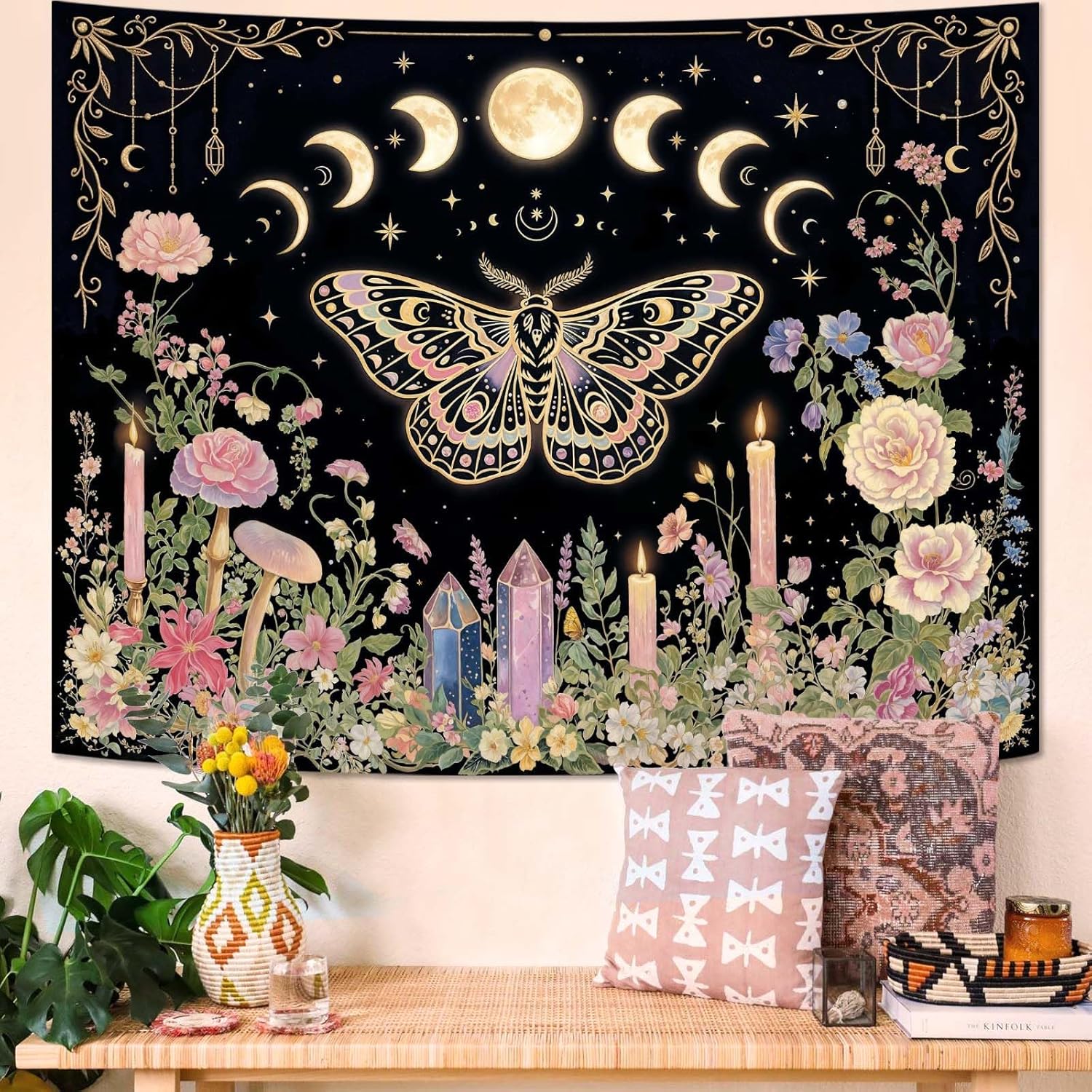 Aesthetic Tapestry - Permadani Kupu-kupu Hiasan Dinding Fase Bulan