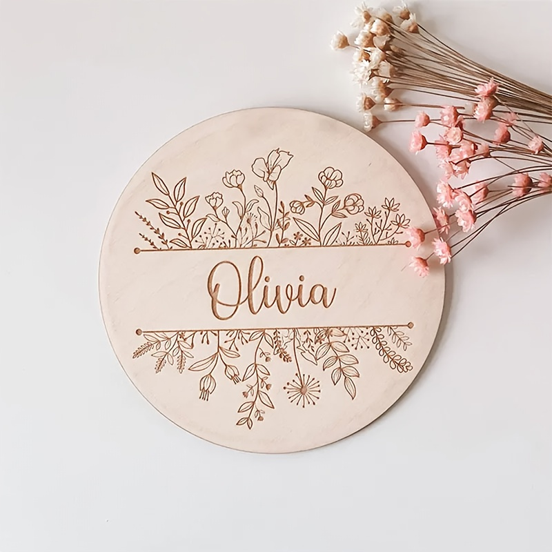 Home Decor Unique - Plakat Nama Berukir Bunga yang Dipersonalisasi,