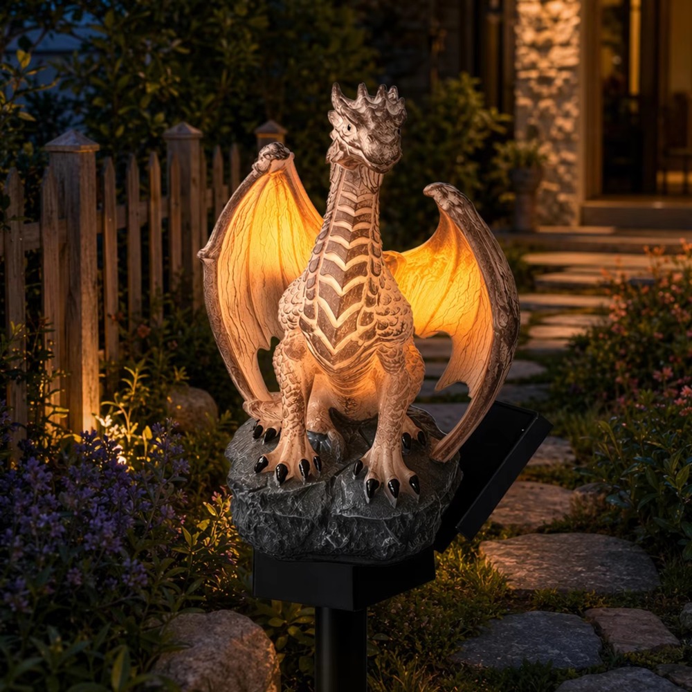 Home Decor Medieval - Lampu Taman Tenaga Surya Edisi Dragon