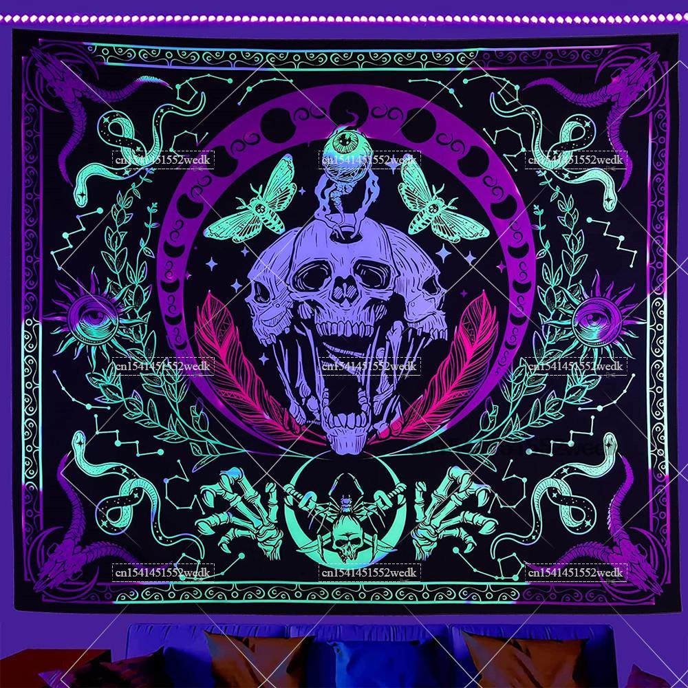 Home Decor Hippie - Hippie lampu tengkorak permadani UV reaktif