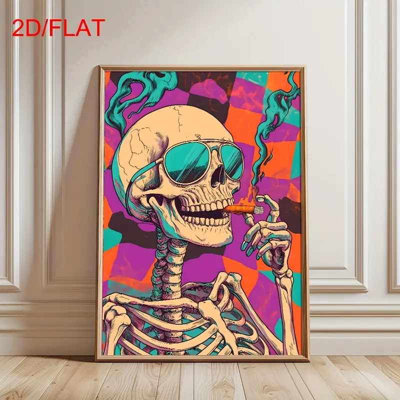 Home Decor Medieval - (Tanpa Bingkai) Poster Tengkorak Abstrak dengan