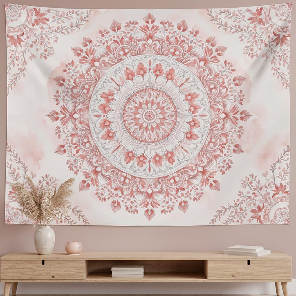 Aesthetic Tapestry - Permadani Mandala Bunga Merah Muda –