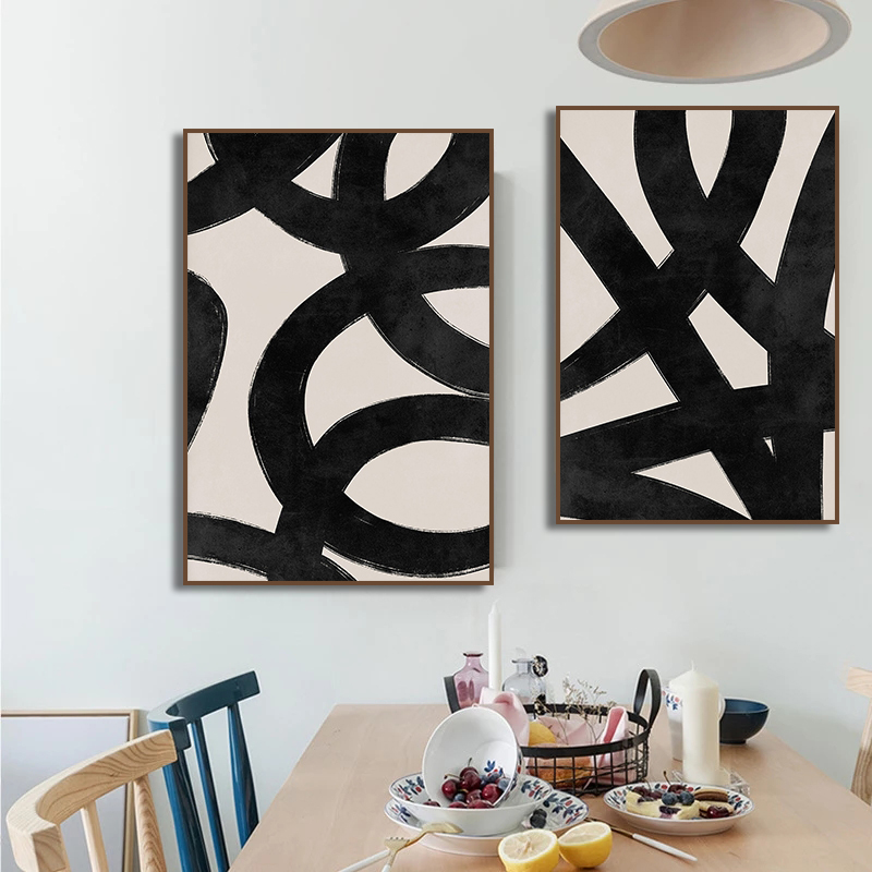 Poster Sapuan Kuas Garis Hitam - Home Decor Minimal ulasan dan harga
