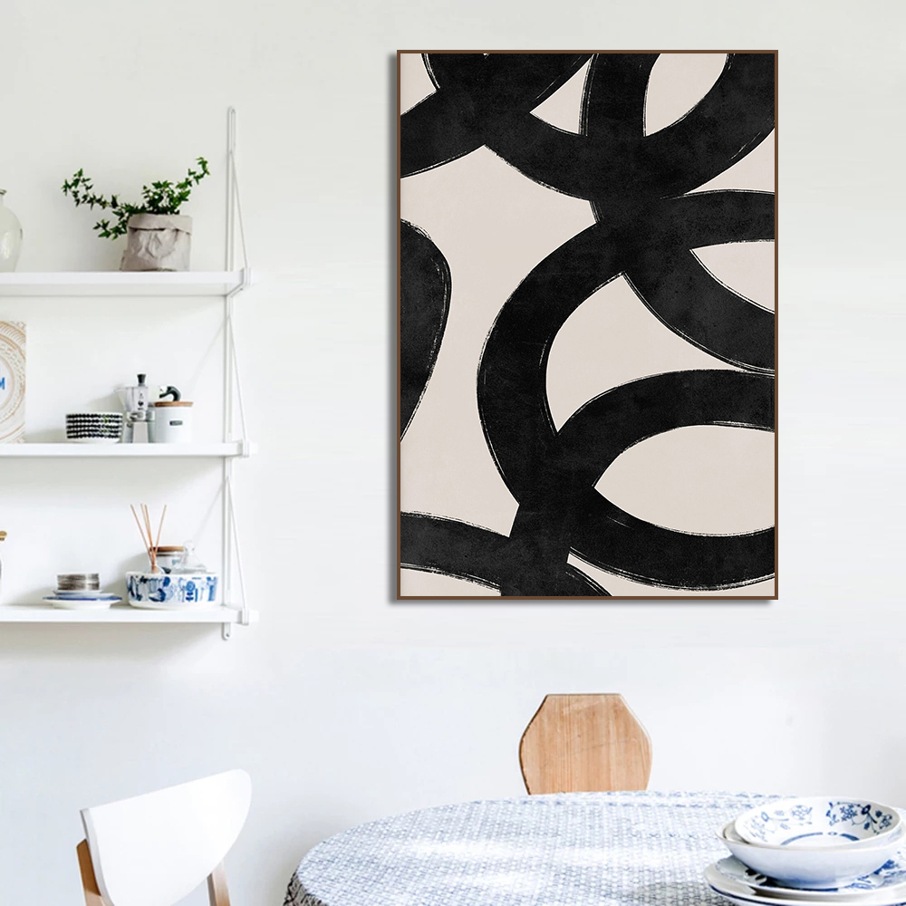 Poster Sapuan Kuas Garis Hitam - Home Decor Minimal ulasan dan harga