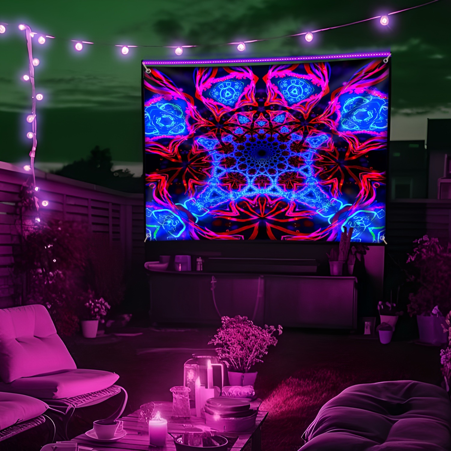 Permadani Neon Pola Geometris  - Aesthetic Tapestry ulasan dan harga