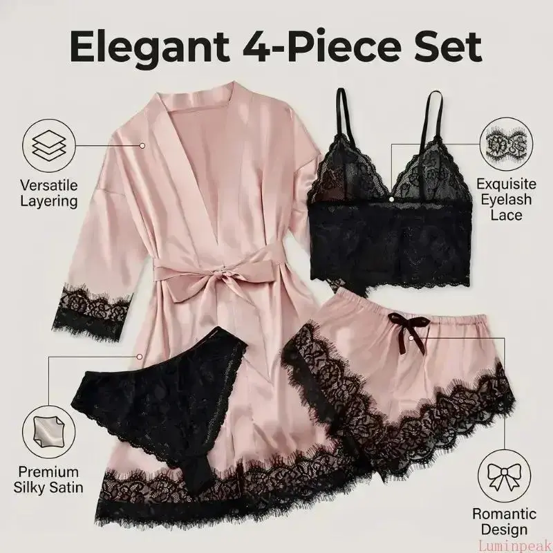 Set Piyama Satin 4 Potong untu - Home Decor Fabric ulasan dan harga